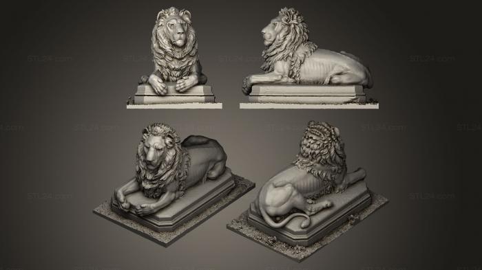 Статуэтки львы тигры сфинксы (Лев лежащий, STKL_0054) 3D модель для ЧПУ станка